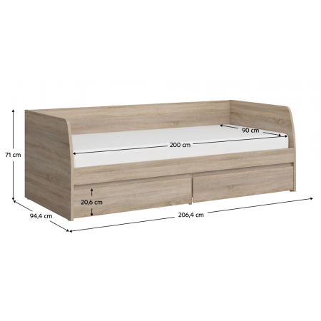 Pat 2S, 90x200, stejar sonoma, NORTY TYP 28 [3]
