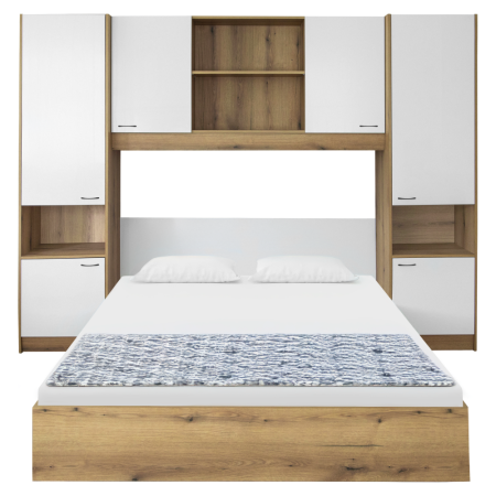 Pat cu extensie, 160x200, alb luciu înalt HG, MILAGA [3]