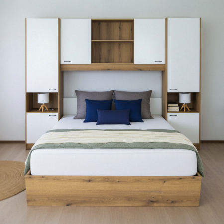 Pat cu extensie, 160x200, alb luciu înalt HG, MILAGA [13]