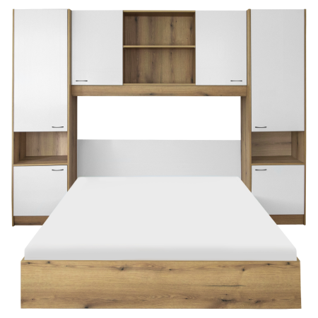 Pat cu extensie, 160x200, alb luciu înalt HG, MILAGA [4]