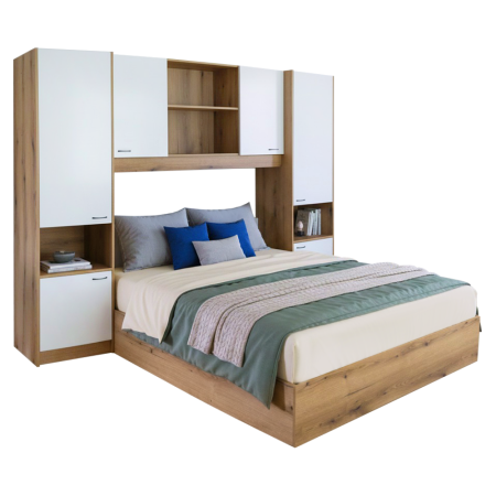 Pat cu extensie, 160x200, alb luciu înalt HG, MILAGA [1]