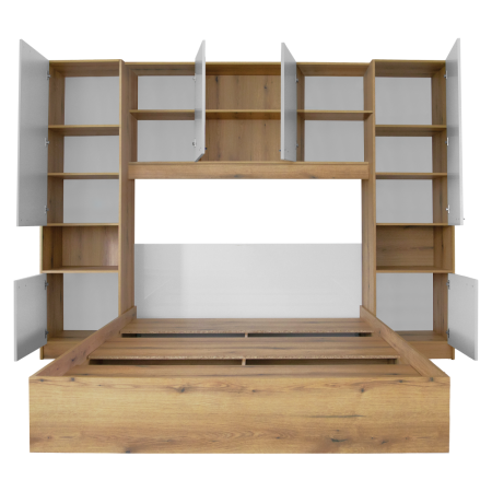 Pat cu extensie, 160x200, alb luciu înalt HG, MILAGA [6]