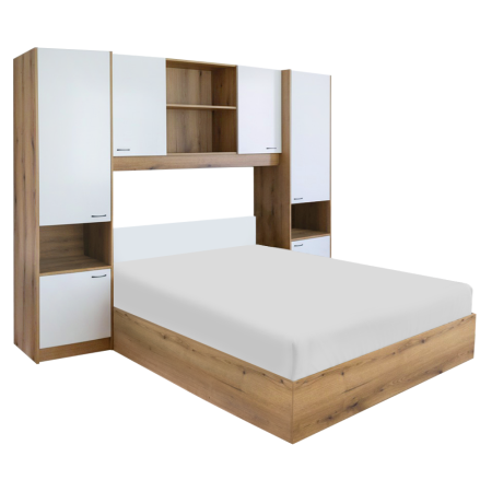 Pat cu extensie, 160x200, alb luciu înalt HG, MILAGA [2]