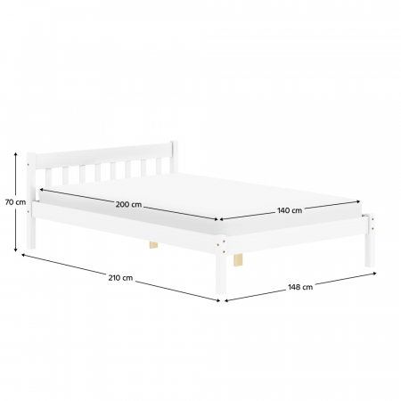 Pat cu grătar, alb, lemn de pin, 140x200, MAVIL [3]