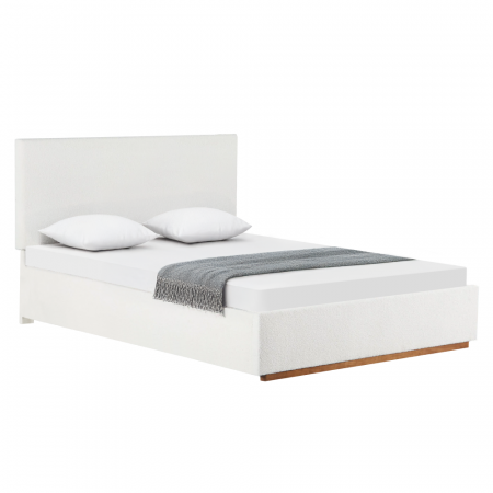 Paturi lemn & pal - Pat cu grătar si spaţiu de depozitare 160x200, alb, NUVOLA