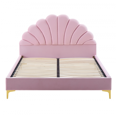 Pat cu grilă, 140x200, ţesătură roz Velvet, ISADORA [9]