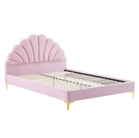 Pat cu grilă, 140x200, ţesătură roz Velvet, ISADORA [3]