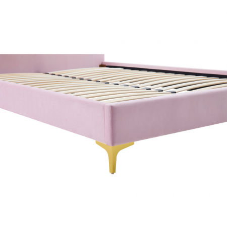 Pat cu grilă, 140x200, ţesătură roz Velvet, ISADORA [8]