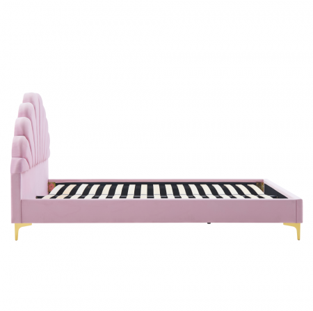 Pat cu grilă, 140x200, ţesătură roz Velvet, ISADORA [11]