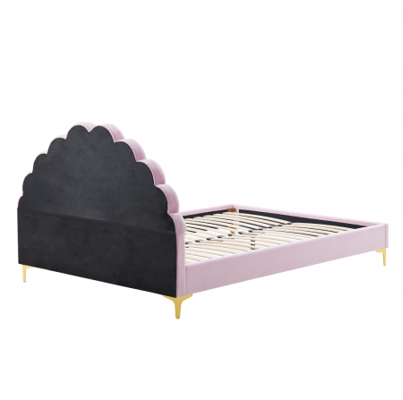 Pat cu grilă, 140x200, ţesătură roz Velvet, ISADORA [10]