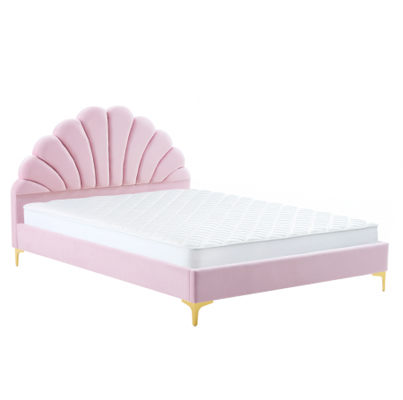 Pat cu grilă, 140x200, ţesătură roz Velvet, ISADORA [2]