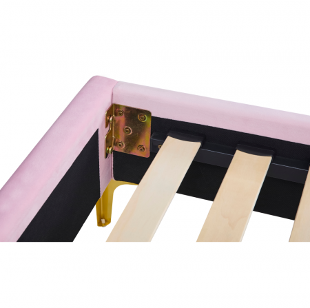 Pat cu grilă, 140x200, ţesătură roz Velvet, ISADORA [7]