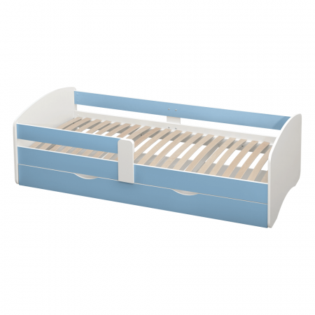 Pat cu lamele şi spaţiu de depozitare 90x200, alb/albastru, COCOLINO [1]