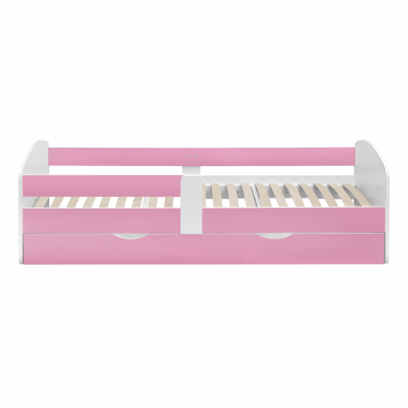 Pat cu lamele şi spaţiu de depozitare 90x200, alb/roz, COCOLINO [3]