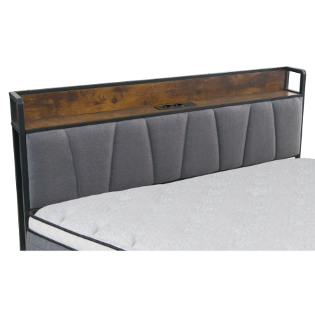 Pat cu pat cu somieră şi pat suplimentar extensibil, 140x200, negru/gri, NORDO [10]