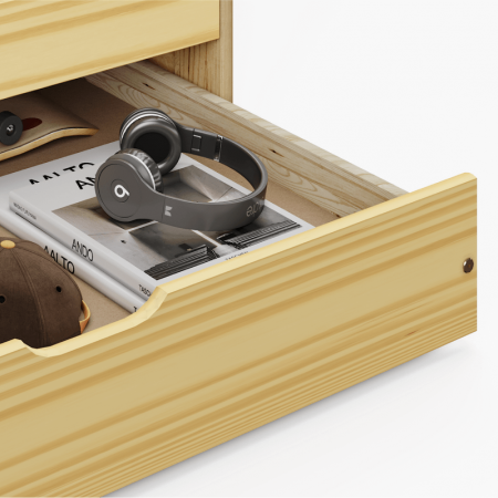 Pat cu pat extensibil, natural, lemn masiv, 90x200, MARINELLA NEW [3]