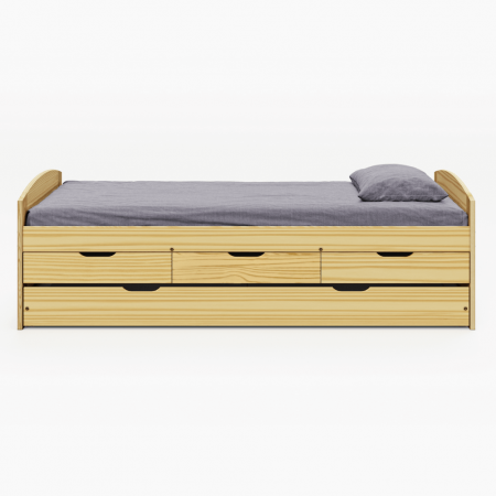 Pat cu pat extensibil, natural, lemn masiv, 90x200, MARINELLA NEW [2]