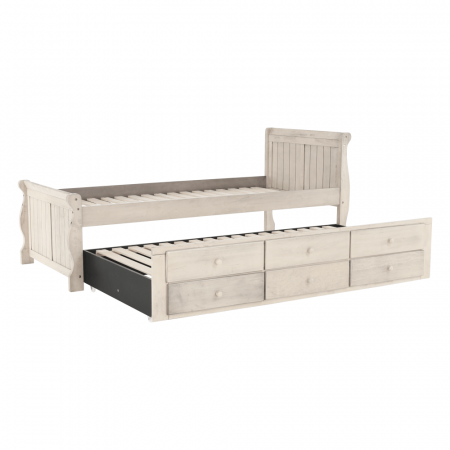 Pat cu pat suplimentar, alb antic, 90x200, ANTIKO [14]