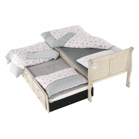 Pat cu pat suplimentar, alb antic, 90x200, ANTIKO [9]