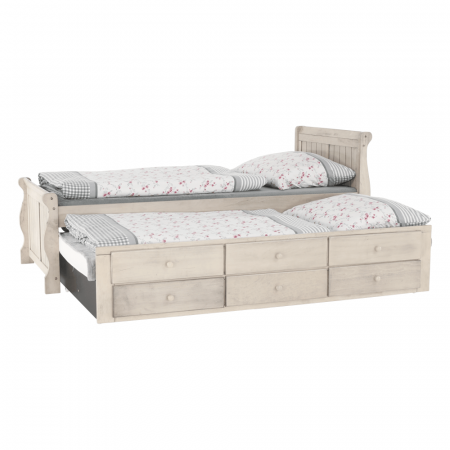 Pat cu pat suplimentar, alb antic, 90x200, ANTIKO [23]