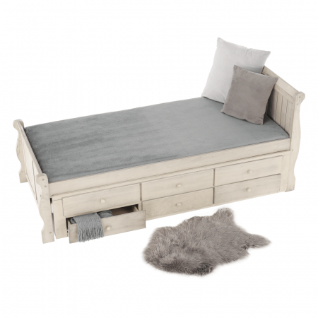 Pat cu pat suplimentar, alb antic, 90x200, ANTIKO [13]