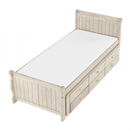 Pat cu pat suplimentar, alb antic, 90x200, ANTIKO [12]