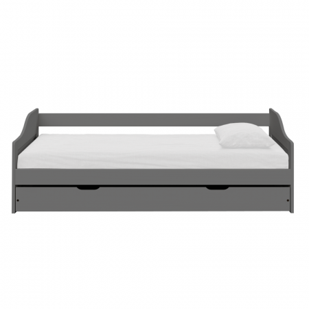 Pat cu pat suplimentar extensibil, gri, lemn masiv, 90x200, LAURA NEW [2]