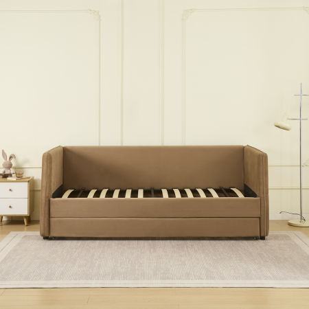 Pat cu pat suplimentar extensibil, maro, 90x200, TALNIA [14]
