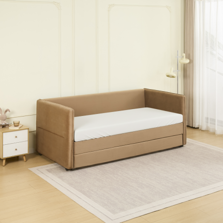 Pat cu pat suplimentar extensibil, maro, 90x200, TALNIA [8]