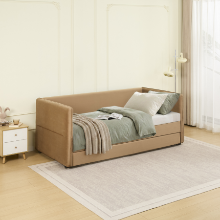 Pat cu pat suplimentar extensibil, maro, 90x200, TALNIA [9]