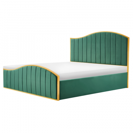 Pat cu somieră, 160x200, verde ţesătură Velvet/gold crom auriu, GEORGIA [2]