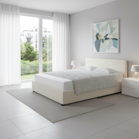 Pat cu somieră, 180x200, alb, LUNELA [1]