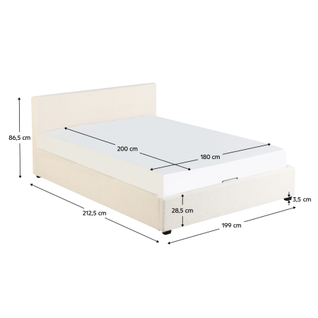 Pat cu somieră, 180x200, alb, LUNELA [7]