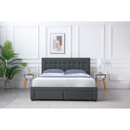Pat cu somieră, 180x200, gri, MILARA [11]
