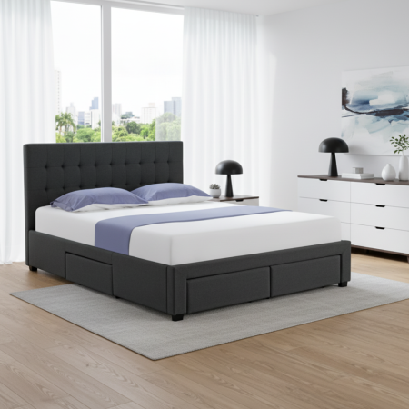 Pat cu somieră, 180x200, gri, MILARA [13]