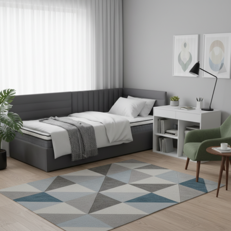 Pat cu somieră, 90x200, ţesătură gri Velvet, MEVIA [12]