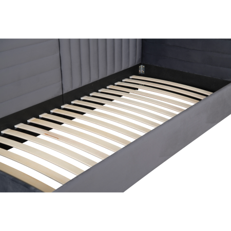 Pat cu somieră, 90x200, ţesătură gri Velvet, MEVIA [9]