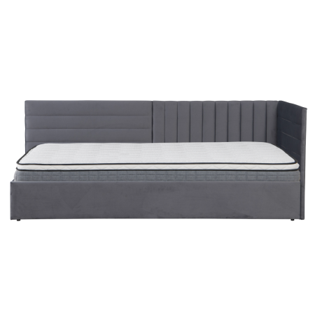 Pat cu somieră, 90x200, ţesătură gri Velvet, MEVIA [6]