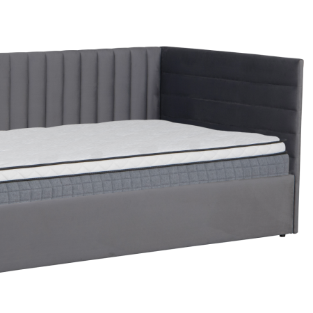 Pat cu somieră, 90x200, ţesătură gri Velvet, MEVIA [7]