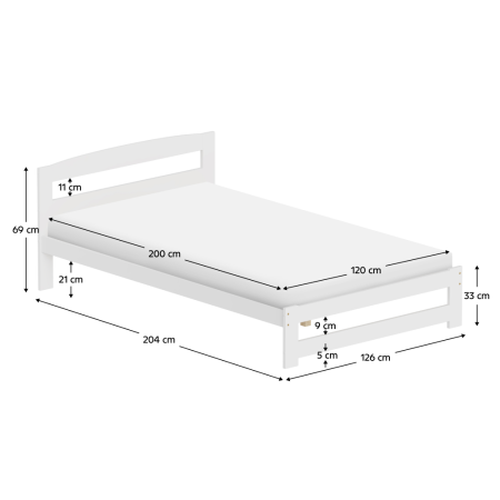 Pat cu somieră, alb, 120x200, AZRA [5]