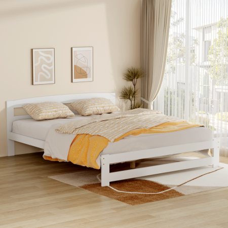 Pat cu somieră, alb, 160x200, AZRA [4]