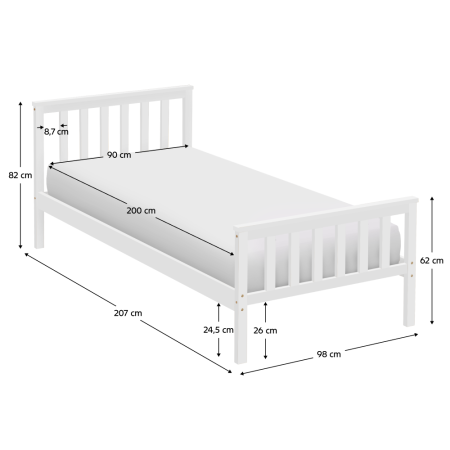 Pat cu somieră, alb, 90x200, ANATRA [6]