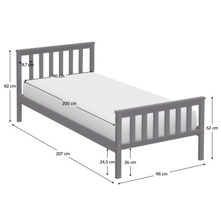 Pat cu somieră, gri, 90x200, ANATRA [1]