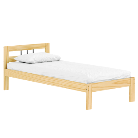 Dormitor - Pat cu somieră, natural, lemn de pin, 90x200, JONA NEW