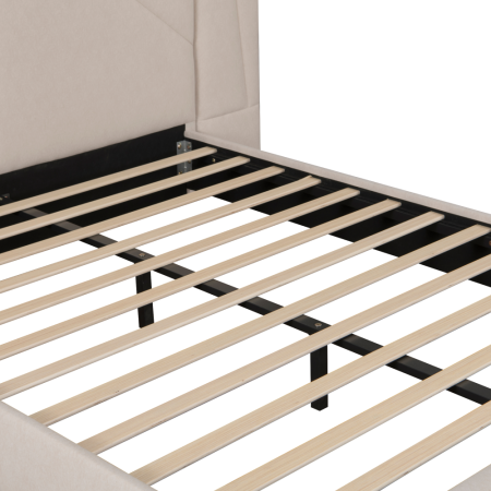 Pat cu somieră şi iluminare LED, 160x200, ţesătură Velvet bej, ALTESA [7]