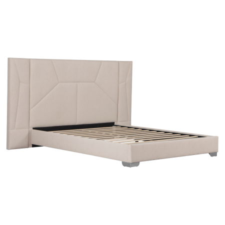 Pat cu somieră şi iluminare LED, 160x200, ţesătură Velvet bej, ALTESA [3]