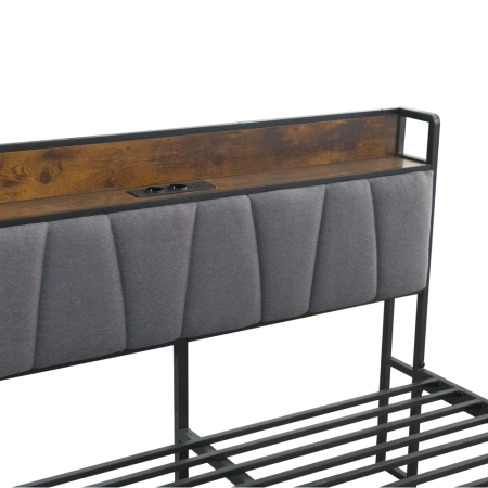 Pat cu somieră şi pat suplimentar extensibil, 160x200, negru/gri, NORDO [9]