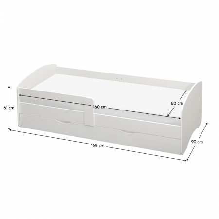 Pat cu somieră şi spaţiu de depozitare 80x160, alb, COCOLINO [5]