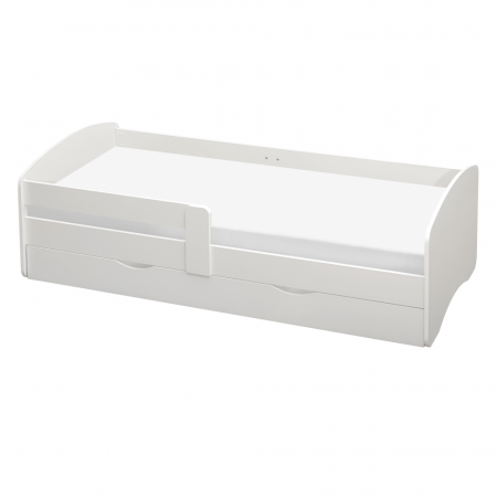 Paturi lemn & pal - Pat cu somieră şi spaţiu de depozitare 80x160, alb, COCOLINO