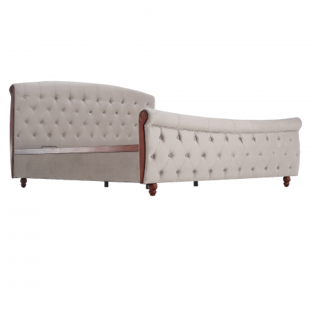 Pat cu spaţiu de depozitare, 180x200, gri-maroniu, ţesătură Taupe Velvet, BARETO [2]